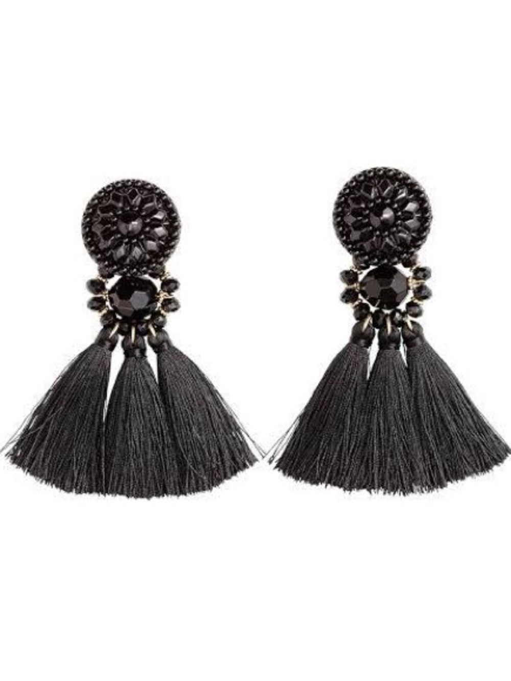 Black Tassel Statement Earrings - Women Jewelry